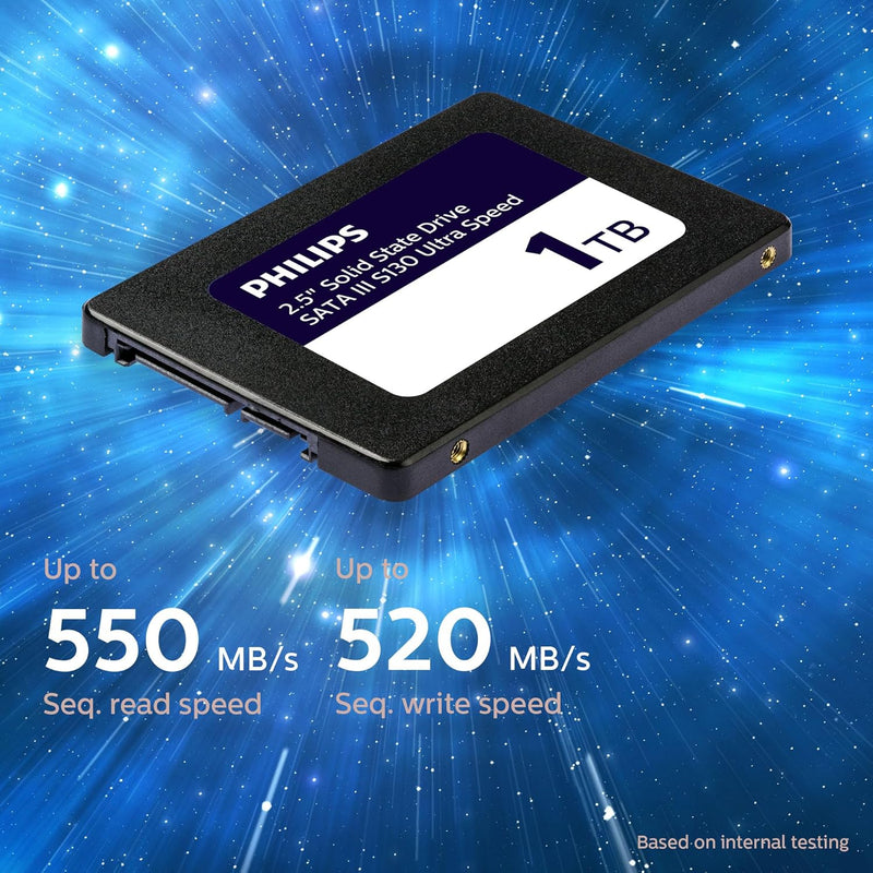 PHILIPS Interne SSD 2.5" SATA III 1 TB S130 Ultra Speed, Lesegeschwindigkeit bis zu 550 MB/s 1 TB Sa