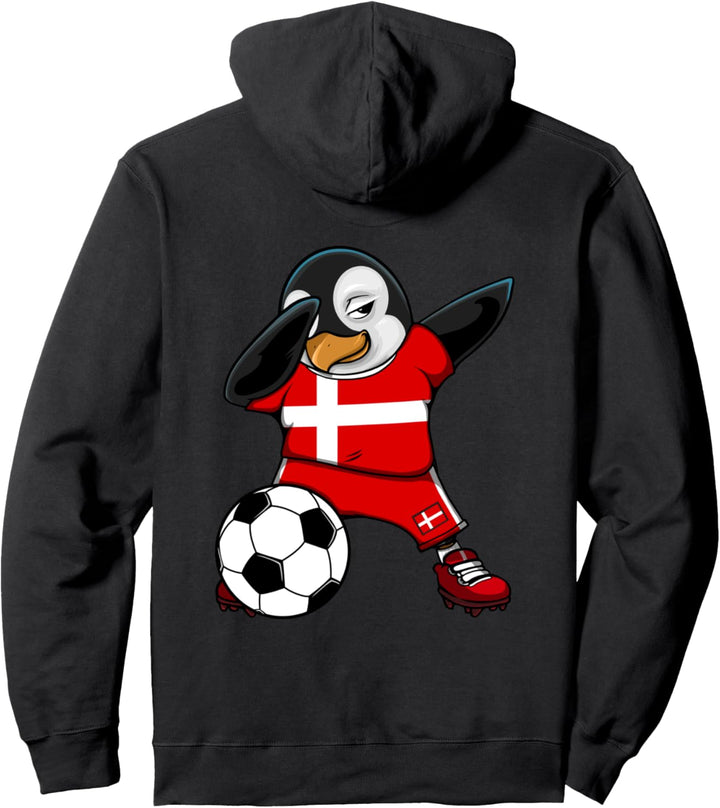 Dabbing Pinguin Dänemark Fussball Mannschaft Dänische Flagge Pullover Hoodie