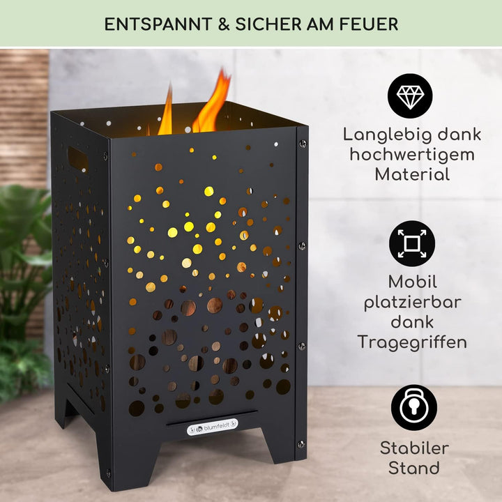 Blumfeldt Feuerschalen für den Garten, Robuste Stahl-Feuertonne, Feuerkorb für den Garten, Terrasse