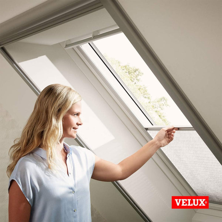 VELUX Original Dachfenster Plissee für MK06, Weiss, mit Grauer Führungsschiene