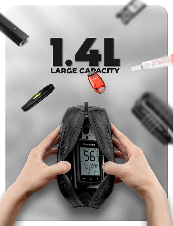 ROCKBROS Fahrrad Rahmentasche Fahrradtasche für Fahrradrahmen 1,4L MTB Oberrohrtasche