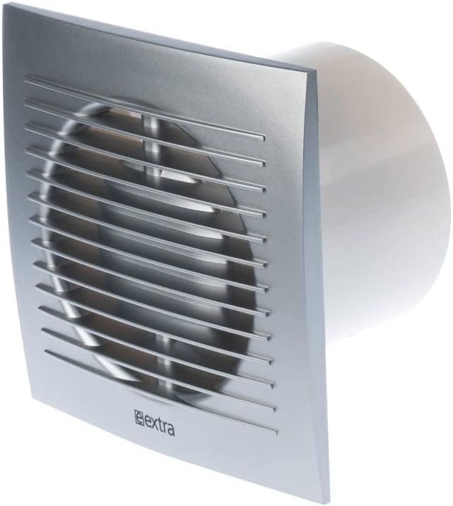 Ø 100mm Bad-Lüfter mit Feuchtesensor und Timer - Silber - Leise Ventilator Feuchtigkeitssensor