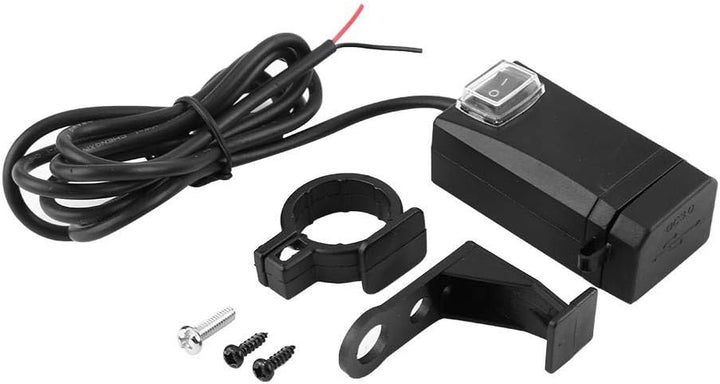 USB-Ladegerät für Motorrad, Set mit Doppel-USB, wasserdicht, Schnellladegerät für Handy mit Schalter