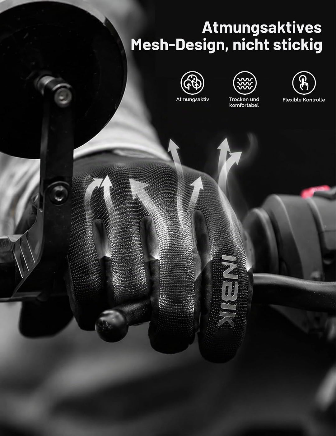 INBIKE Motorrad Handschuhe Motocross Sommer EUDE Foam Schutz Atmungsaktiv Touchscreen Motorradhandsc