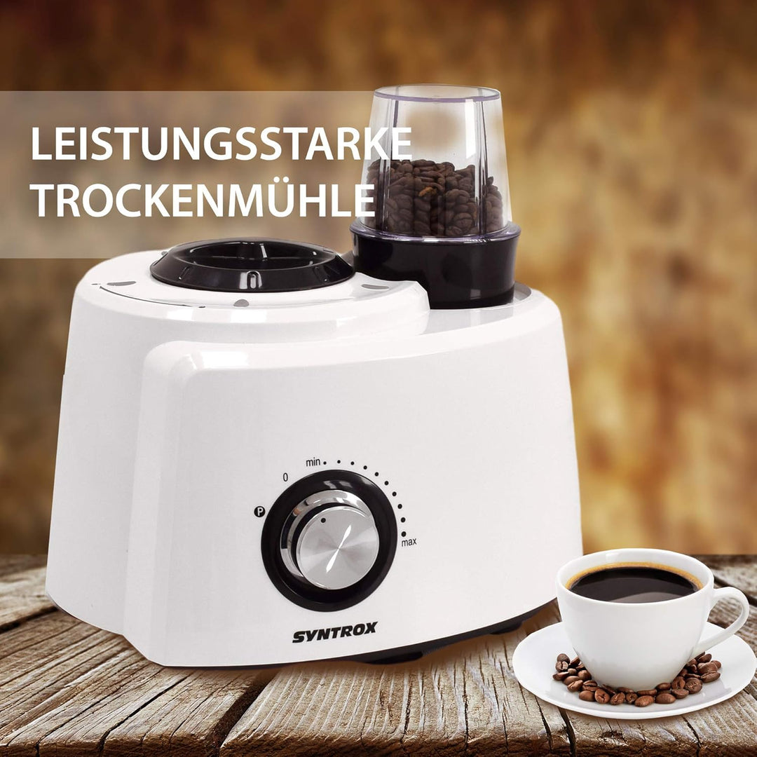 Syntrox Germany KC-1200W-W de Luxe XXL Weiss 5,8 Liter Edelstahl Food Processor Küchenmaschine mit t