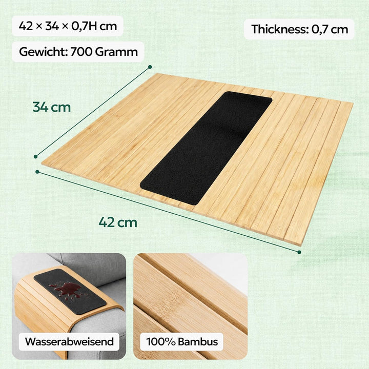 BAM BOO BOX Sofatablett aus Bambus - Couch Tablett flexibel - Sofatablett Armlehne - Sofa Tablett Ho