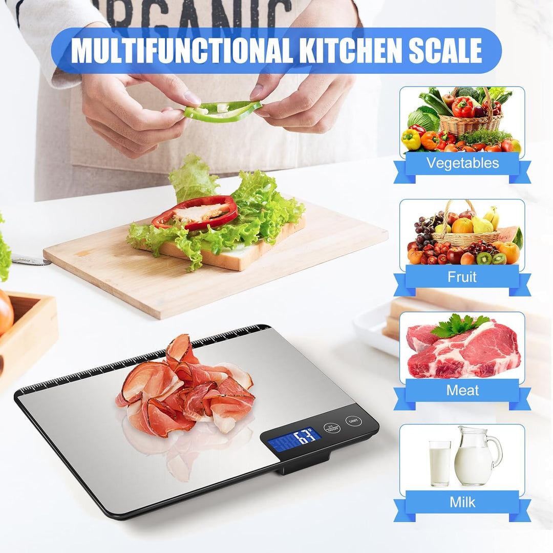 Grosse Digitale Küchenwaage 15kg, Präzise Lebensmittelwaage mit 1g Genauigkeit, Individuelle Auto-Ab