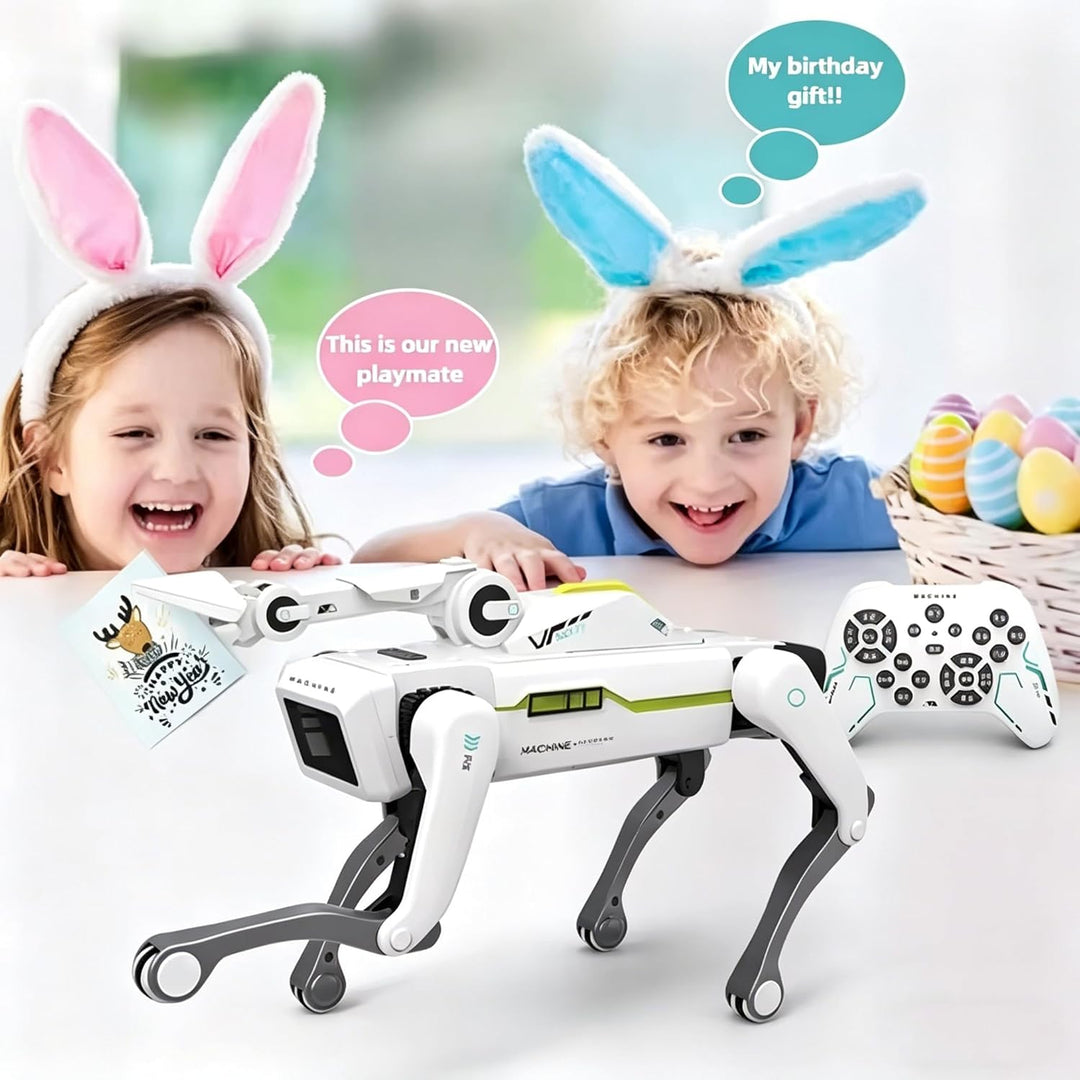 X-Verse 8008 RC Roboter Hund, Sprach und Interagieren mit Langarm Clip, Programmierbarer Tanz Musik