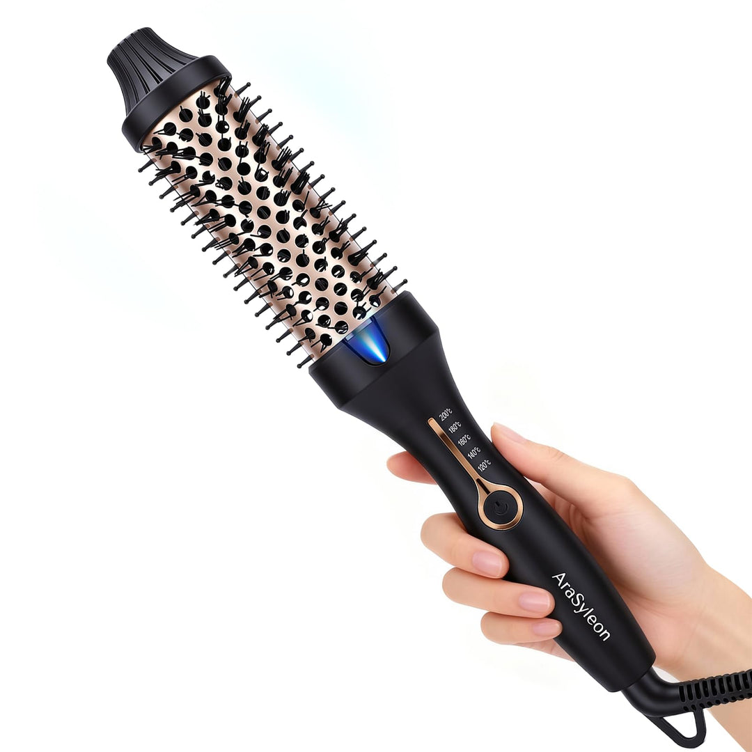 AraSylen Wärmebürste mit Ionen-Technologie | Elektrische Haarbürste für Volumen & Glatte Haare | 38m