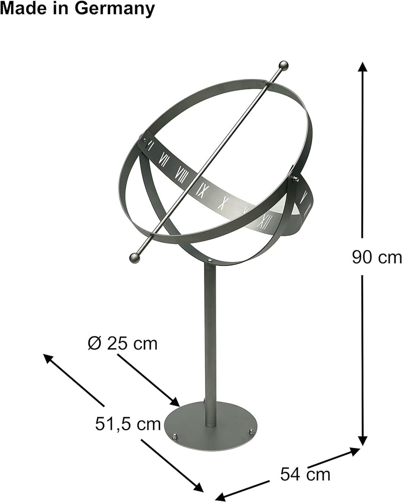 DanDiBo Sonnenuhr Edelstahl für den Garten 90 cm Rostfrei 96208 mit Säule Ausrichtbar Wetterfest Gar