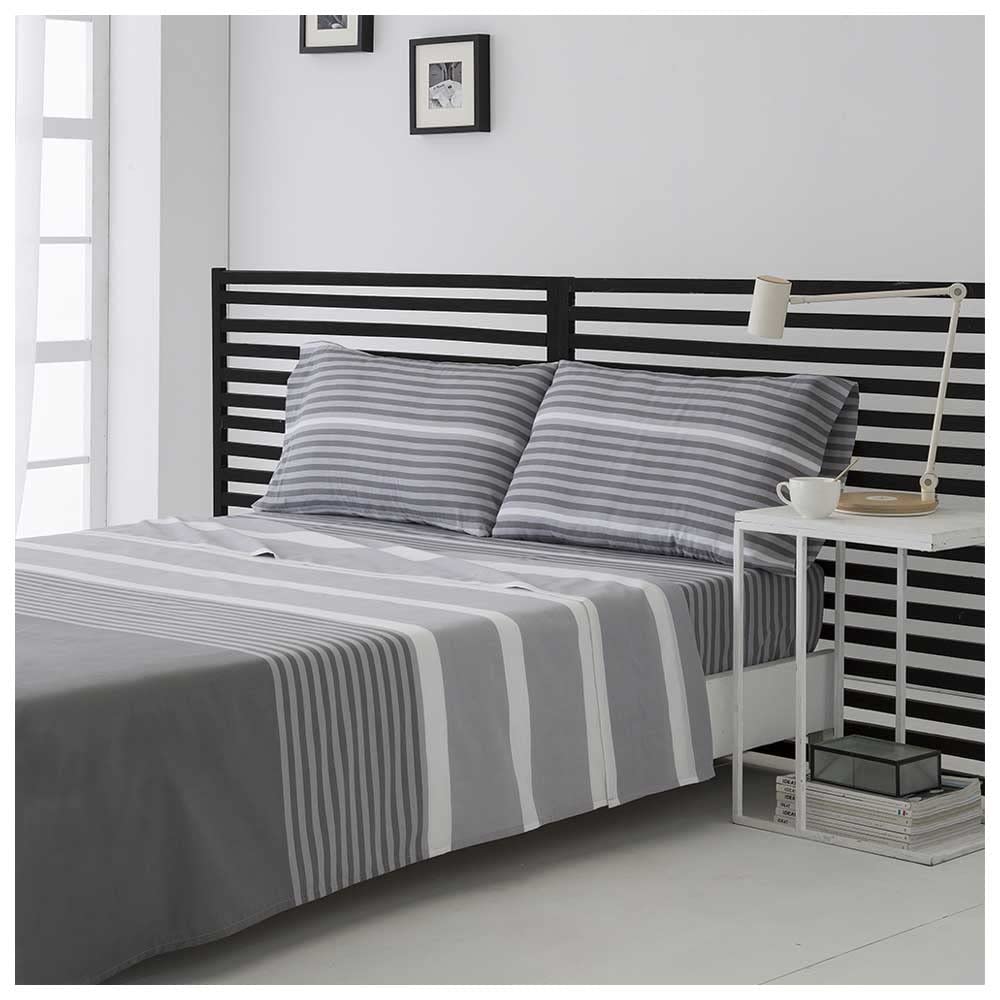 Bettwäsche-Set GAUNA Grau 150 x 190/200. 50% Baumwolle - 50% Polyester
