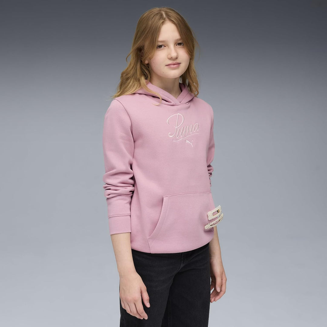 PUMA Mädchen ESS Script Hoodie FL G Sweatshirt (1er Pack) 140 Poised Pink, 140 Poised Pink