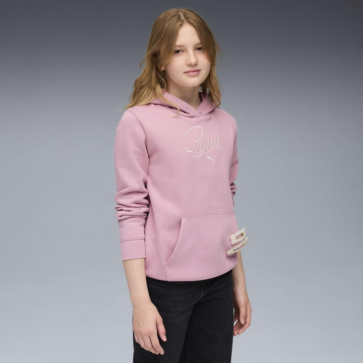 PUMA Mädchen ESS Script Hoodie FL G Sweatshirt (1er Pack) 140 Poised Pink, 140 Poised Pink