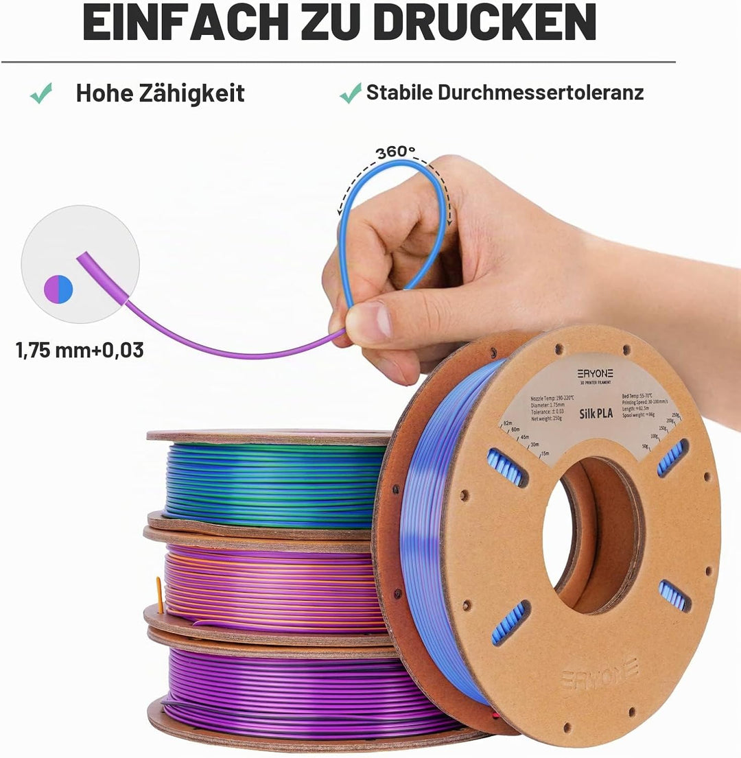 ERYONE PLA Filament 1.75mm, 3D Drucker filament bundle, Multi Color Pack 3D Printer Filament PLA +/-