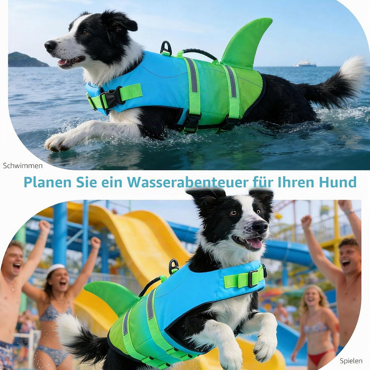 CITÉTOILE Schwimmweste Hund Hai, Hundeschwimmweste &amp; Dog Life Jacket Verstellbar mit Griff und Refle