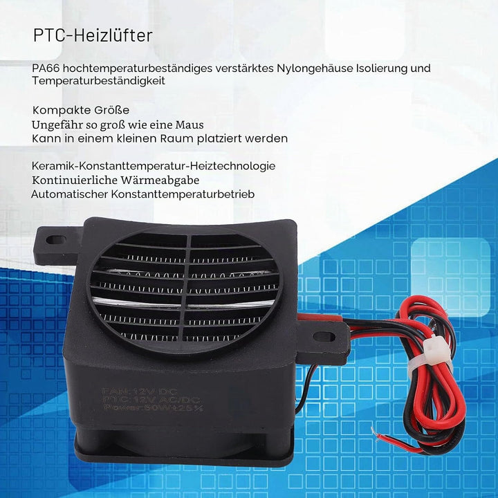 12V-Lufterhitzer, DC12V 50W Konstanttemperaturheizung, Isolierter -PTC-Keramik-Heizlüfter für Kleine