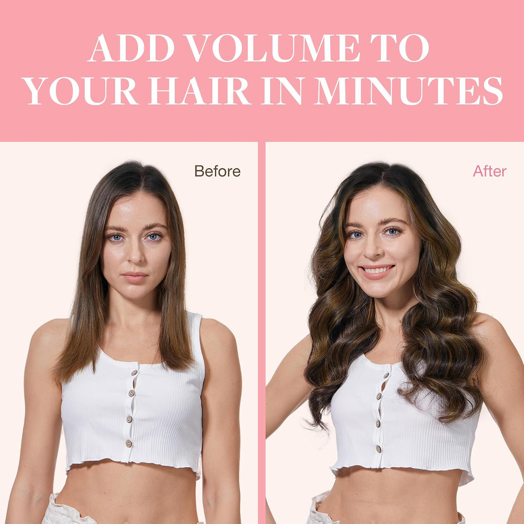 GOO GOO Clip in Echthaar Extensions, 50cm 20 Zoll 120g 7 Stück Balayage Naturschwarz Gemischt Kastan