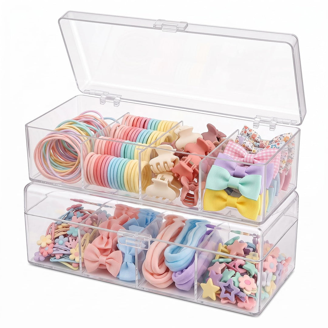 JessLab Haarschmuck Organizer für Mädchen, Acryl-behälter mit Fächern für Haargummis, Spangen und Sc