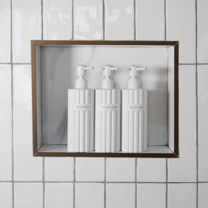 Stilvoller Shampoo- und Spülungsspender-Set mit 3 Stück – Moderne Duschseifenflaschen mit Pumpe und