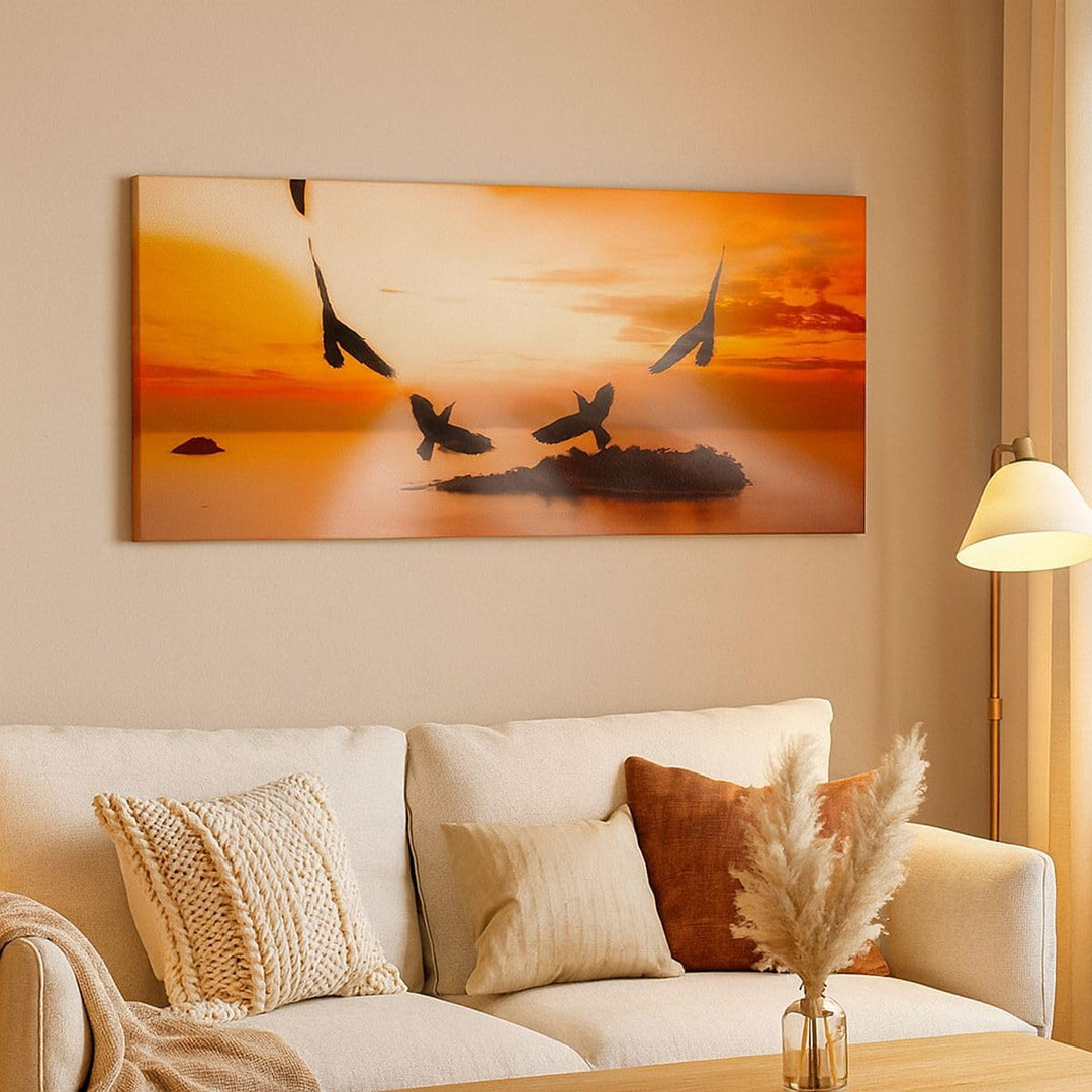 Panorama Bilder auf Leinwand 100x40cm Leinwandbild Natur Landschaft Insel Meer Gross Wanddeko Bild S
