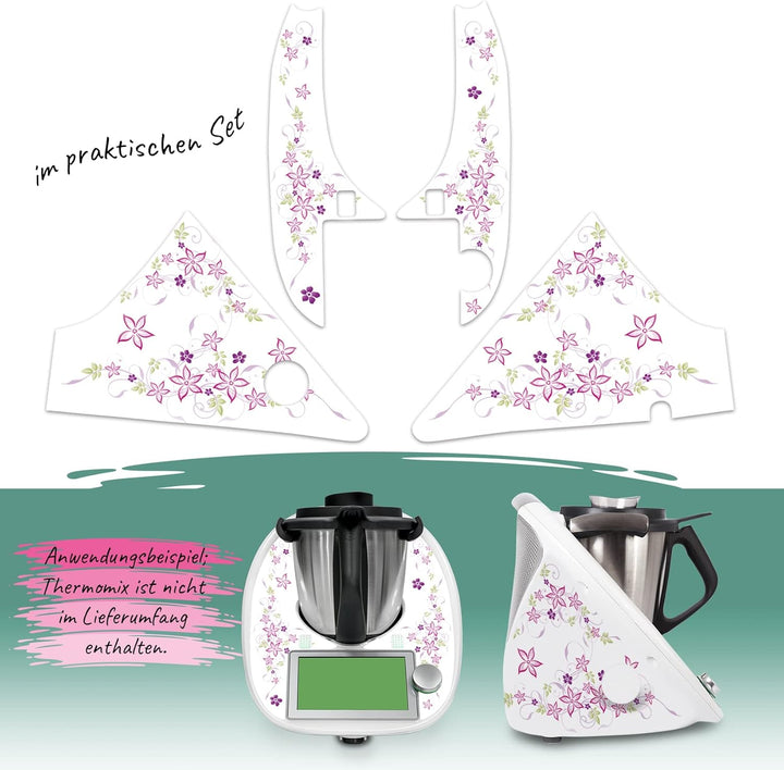 Deko Schutz Aufkleber kompatibel mit Küchenmaschine Thermomix TM6 Design Sticker Klebefolie Zubehör