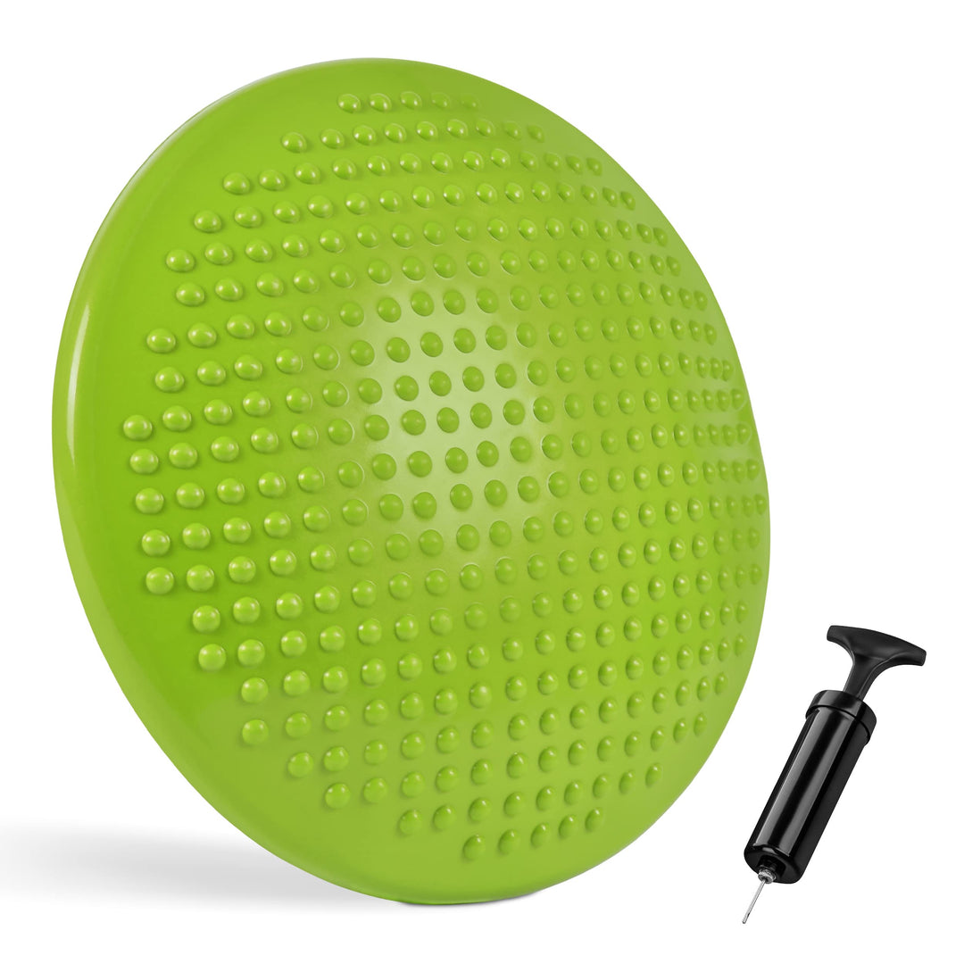 MSPORTS Ballsitzkissen inkl. Pumpe und Übungsposter | ca. 32 cm Durchmesser mit Noppenoberfläche - i