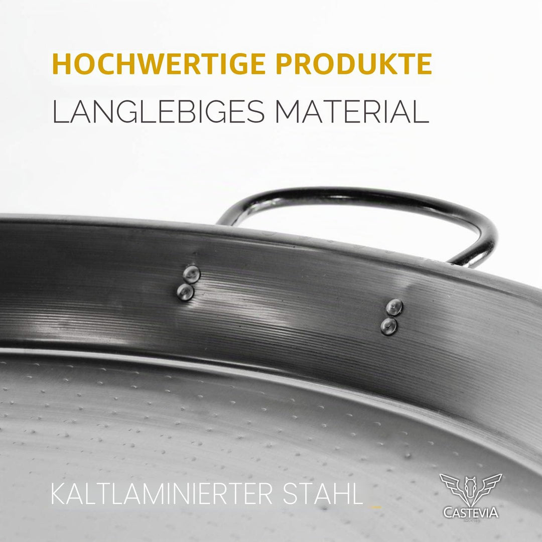 La Valenciana 55 cm, Stahl poliert Paella-Pfanne, Schwarz Ø 55 cm, Ø 55 cm