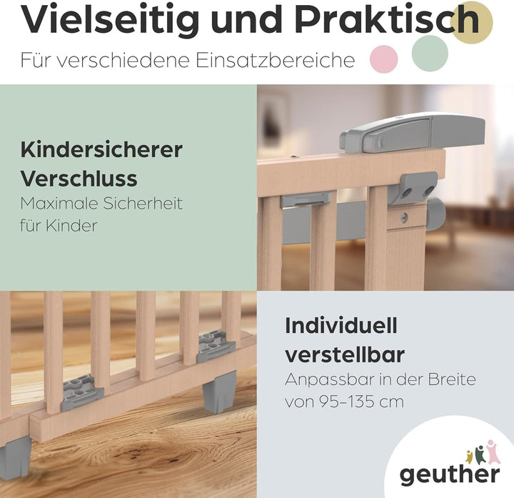Geuther 2733+ ECO schwenkbares Treppenschutzgitter Passung: 67 cm - 107 cm TÜV/GS zertifiziert Türgi