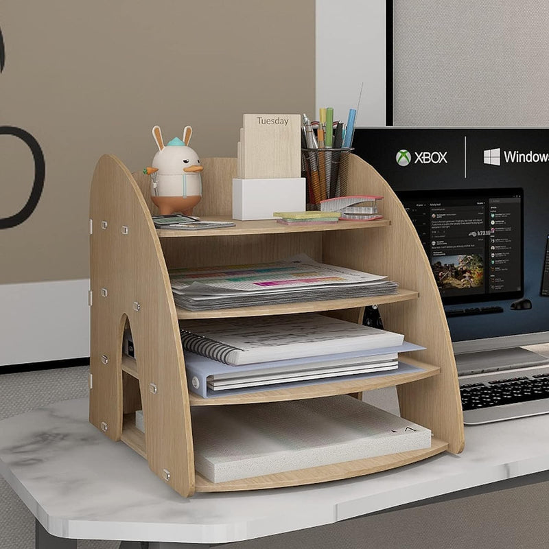PUNCIA Dokumentenablage A4 Briefablage Ablagefächer Holz Schreibtisch Datei Organizer Papierablage A