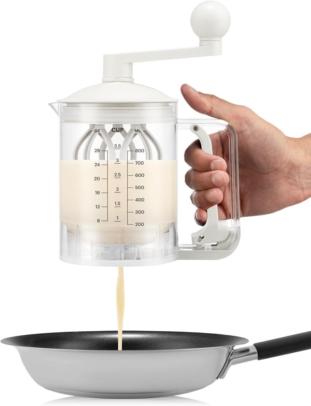 Bodum Pancake Teigmixer & Spender BISTRO Weiss – Integrierte Messfunktion – Einfaches Ausgiessen, Ro