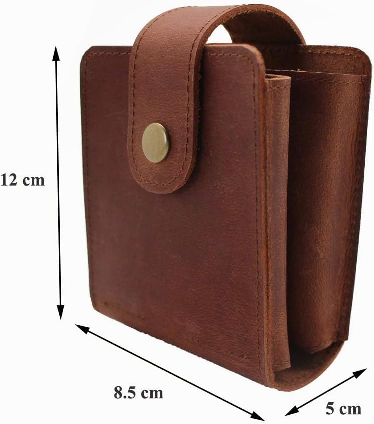 boshiho Spielkartenetui, Echtes Leder Doppelkartendeckhalter Box（Brown）