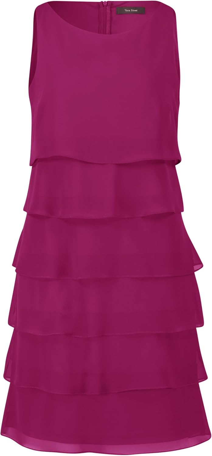 Vera Mont Damen Cocktailkleid mit Rüschen 44 Real Purple, 44 Real Purple
