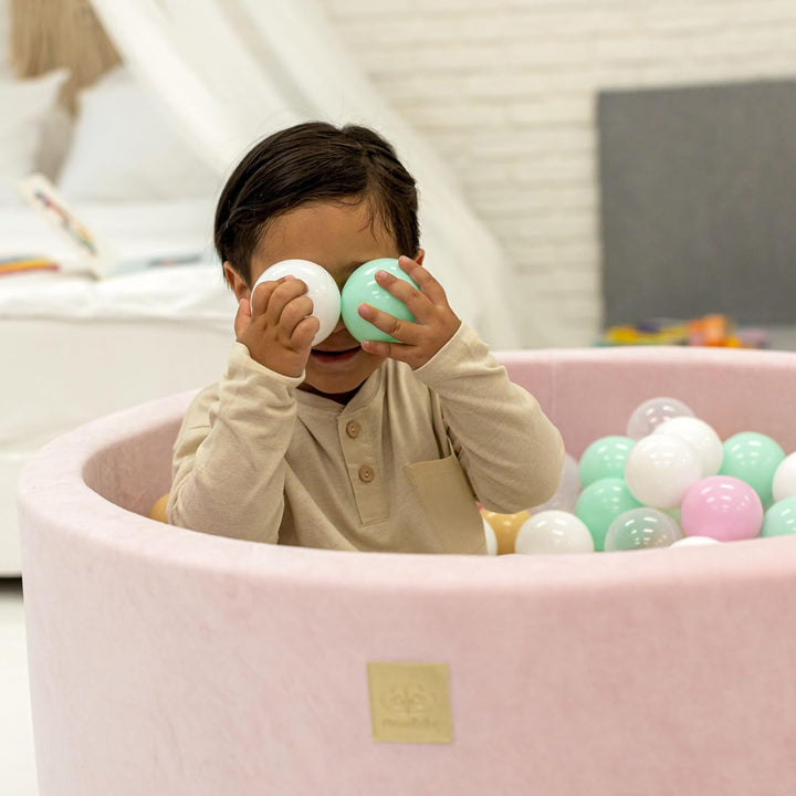 MEOWBABY Soft Foam Rundes 90 x 30 cm Bällebad mit 200 Stück Bällen für Babys & Kleinkinder - Baby-La