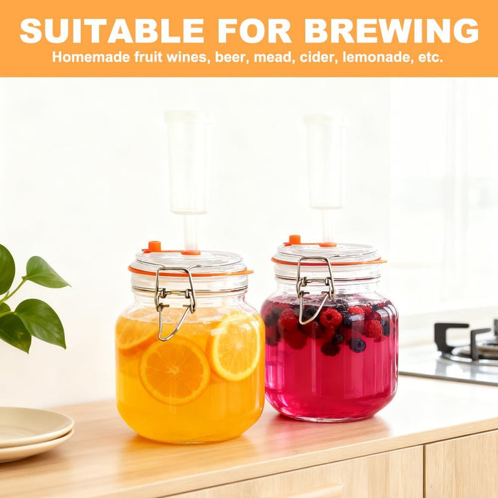 NAVESO 1L Fermentierglas Set, Fermentationsglas mit Gewicht, Gärglas mit Luftschleuse, Fermentierglä