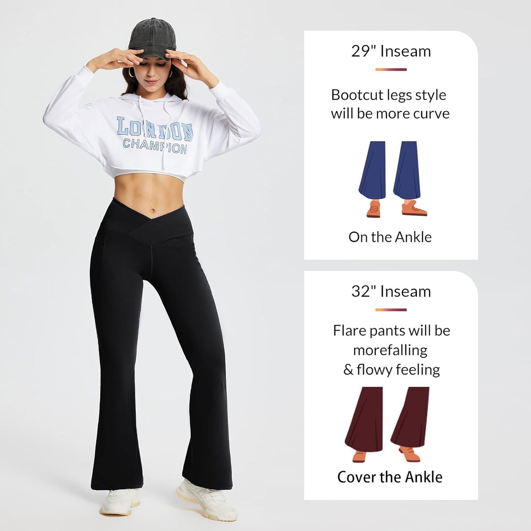 BALEAF Damen Yoga Hose mit Taschen High Waisted Flare Leggings Casual Workout Weite Beinhose M Aa-sc