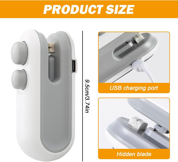 2 Stück Mini Folienschweissgerät: Wiederaufladbar 2 in 1 Snacks Beutelverschliesser, Mini Bag Sealer