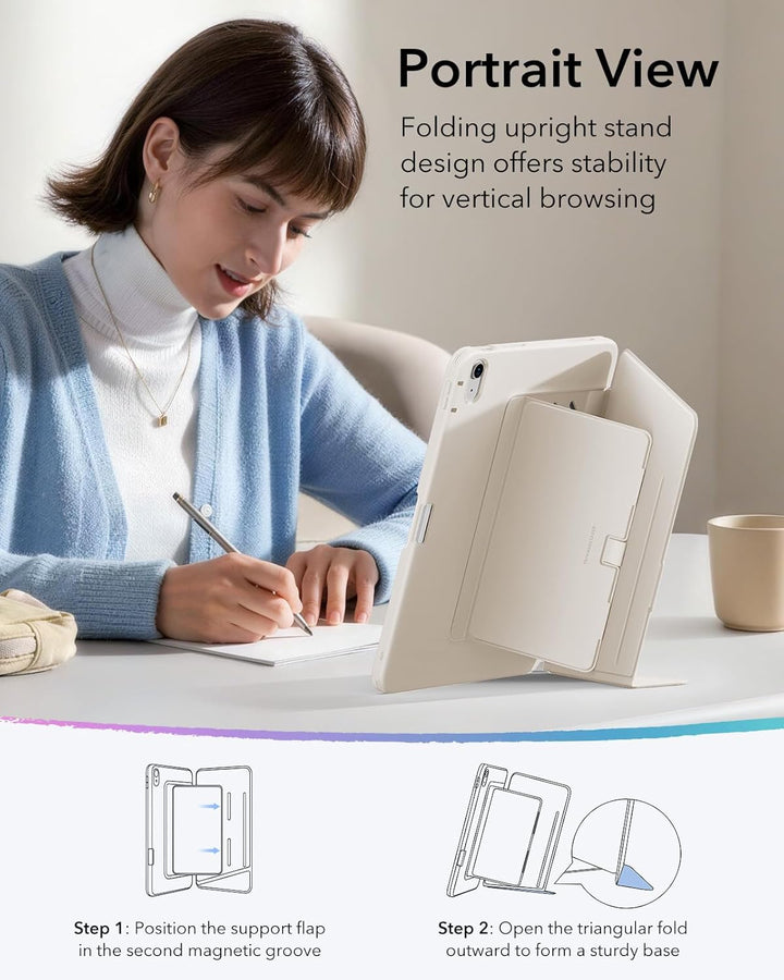 ESR Hülle für iPad Air 13 Zoll (2026/2025/2024) M4/M3/M2, Vertikale Stand, Mehrere Standwinkel, Ultr