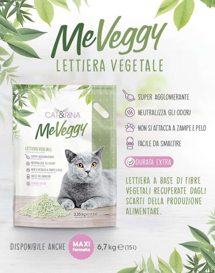 Cat&amp;rina MeVeggy Pflanzenstreu für Katzen, 15 l, langlebig, natürlicher und klumpender Sand, entsorg