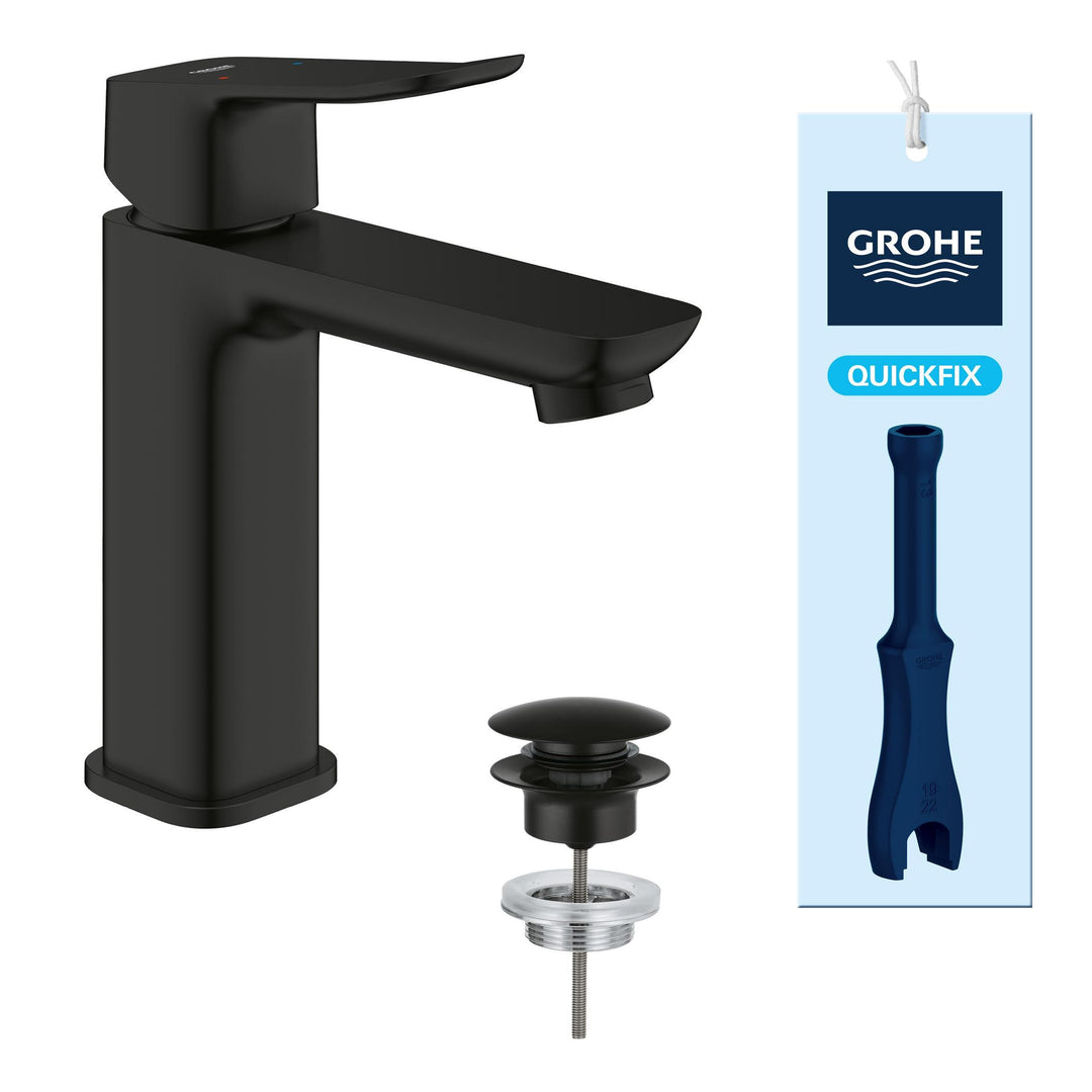 GROHE Dice, Waschtischarmatur, wassersparend (Wasserhahn für das Bad, Badarmatur mit Push-Open Ablau