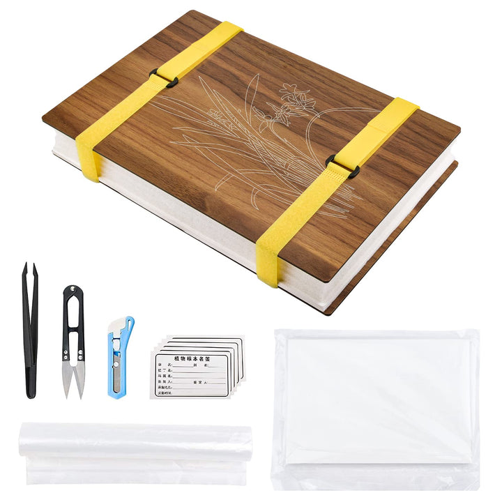 WANDIC Blumenpresse-Set, fortschrittliches Pflanzenpressebuch, grosses Holzkunst-Set für DIY-Kunstha