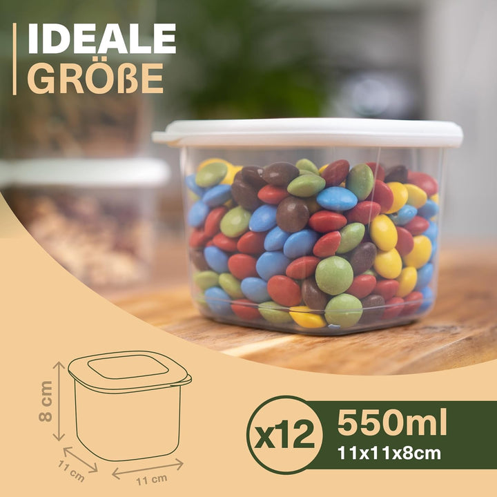 Vorratsdosen mit Deckel Luftdicht, 12er Vorratsbehälter Set BPA-Frei, Vorratsdose zur Müsli Mehl Auf