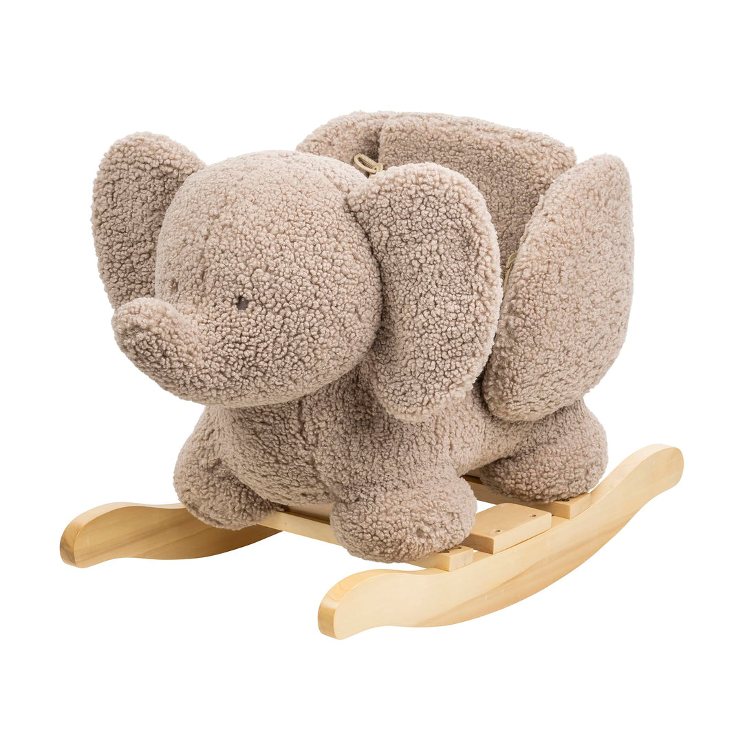 Nattou Schaukeltier aus weichem Teddy-Stoff, Schaukeltier Elefant, Inkl. Sicherheitsgurt, Fröhliches
