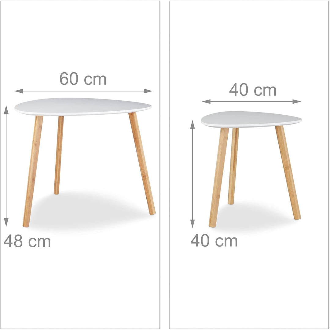 Relaxdays Satztisch 2er Set, platzsparende Beistelltische im nordischen Design, Blumentisch und Zeit