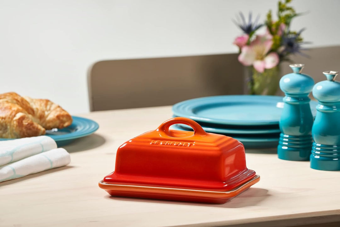 LE CREUSET Steinzeug Butterdose, 900 g, 17 x 12.5 x 9 cm, Ofenrot