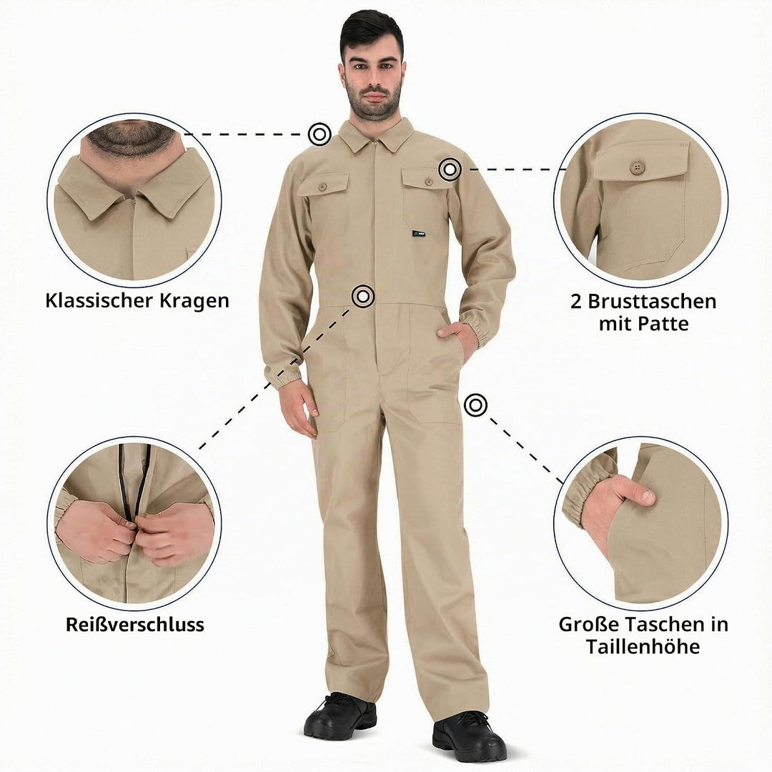 BWOLF Herren Anax Overall Arbeitsoverall Herren (1er Pack) S Khaki, S Khaki