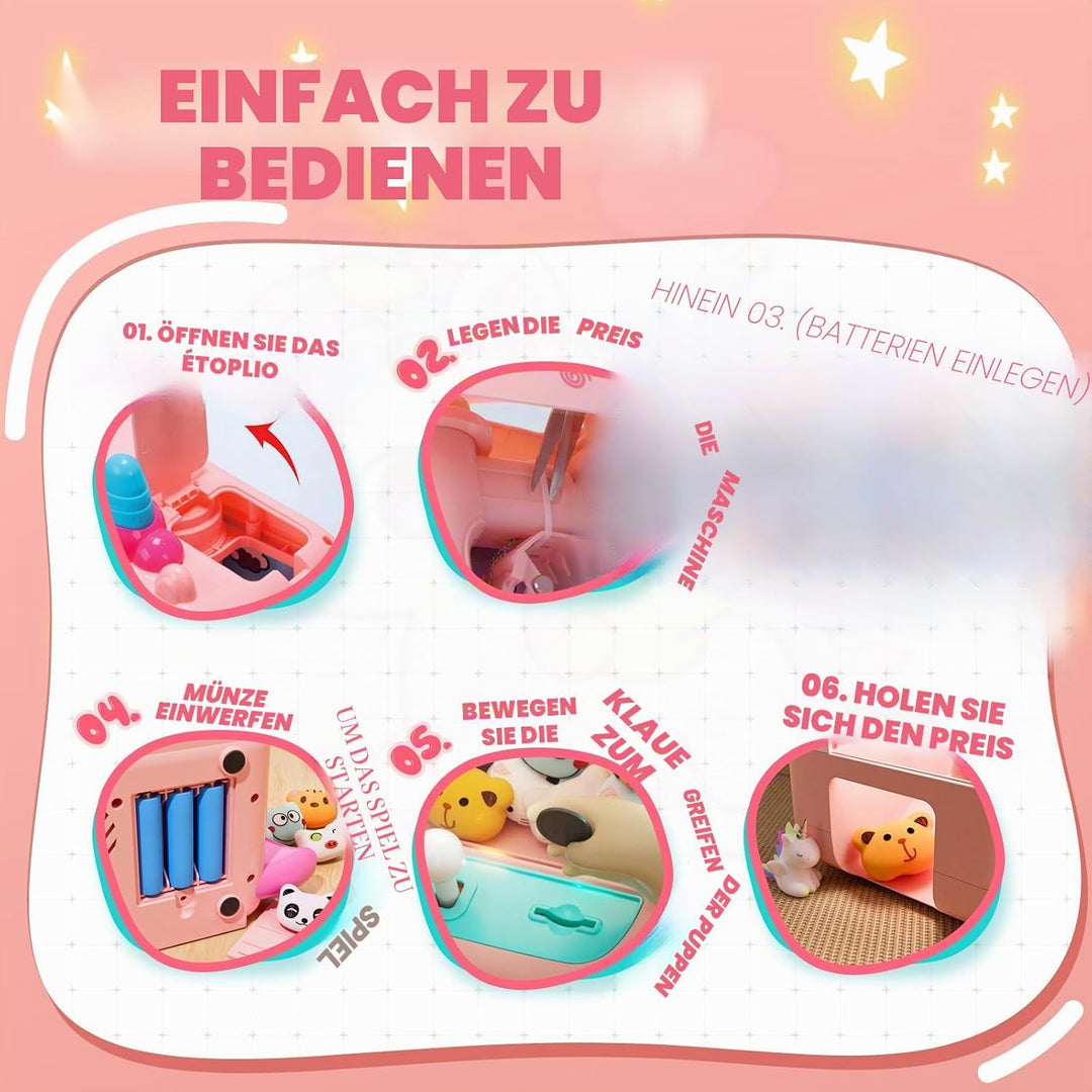 Skirfy Unicorns Greifautomat, Mini-Verkaufsautomat mit Licht und Musik, Süssigkeiten- und Spielzeug-
