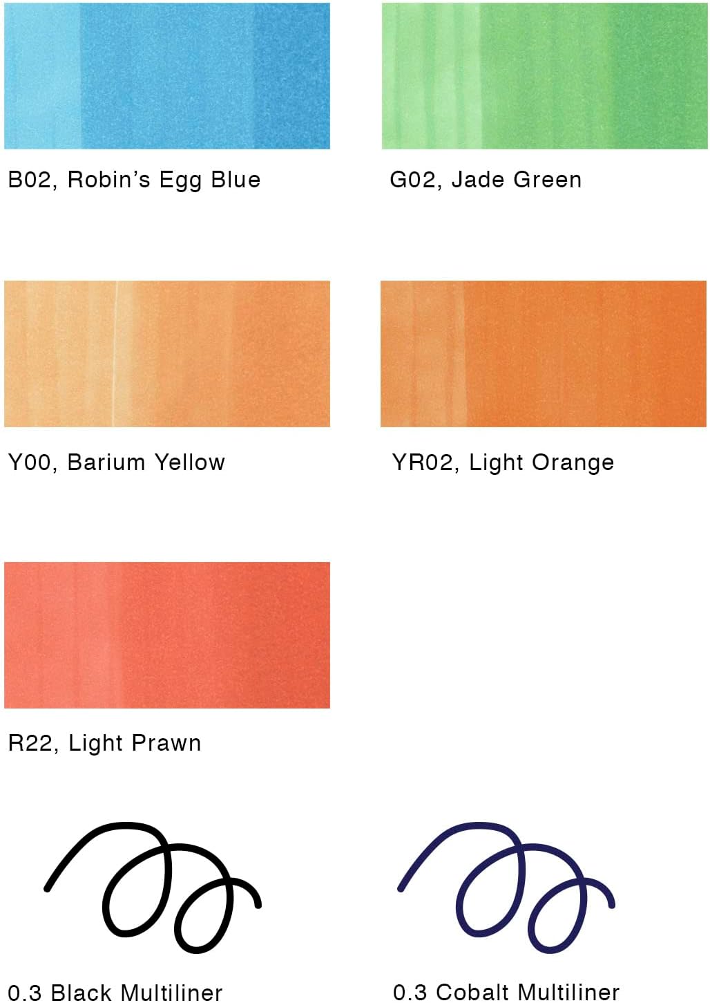 COPIC "Doodle Kit People", 7er Set Stifte farblich abgestimmt zum Thema Regenbogen, bestehend aus 5