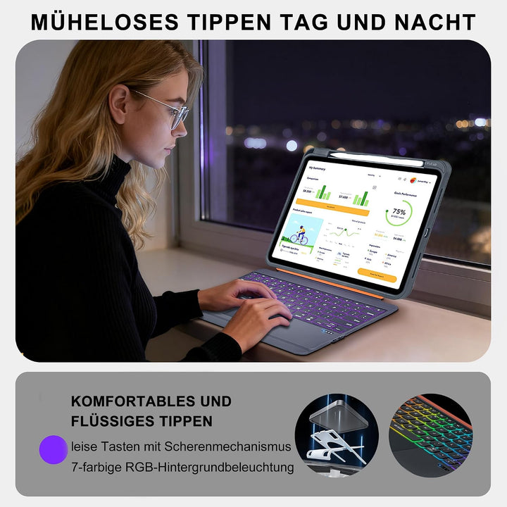 WIWU iPad Pro 13 Hülle mit Tastatur 360° Ständer Magnetisch Abnehmbare | Tastaturhülle 7 Farben Hint