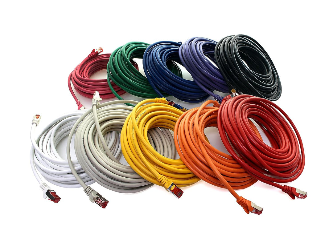 Netzwerkkabel Cat 6 (10m - 10 Farben) Ethernetkabel Cat Kabel Lankabel Cat6 (SFTP PIMF) doppelt gesc