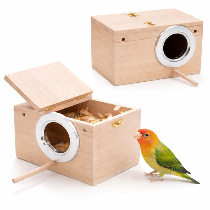 2er-Pack Wellensittich-Nistkasten, Wellensittich-Nisthaus aus Holz, Papageien-Brutkästen, für Unzert